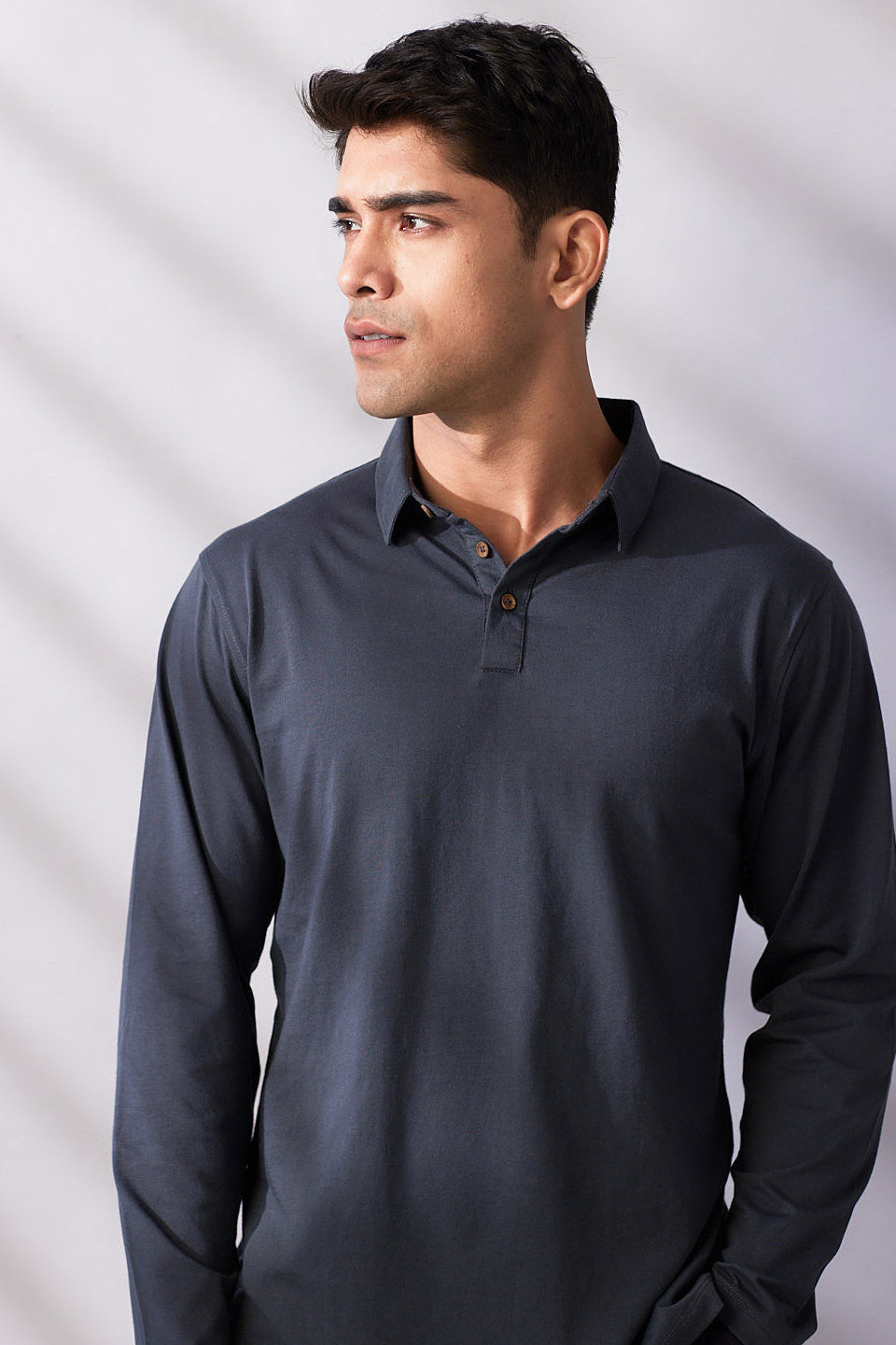 Men's Polo T-shirt Pima Polo Full Sleeve Charcoal