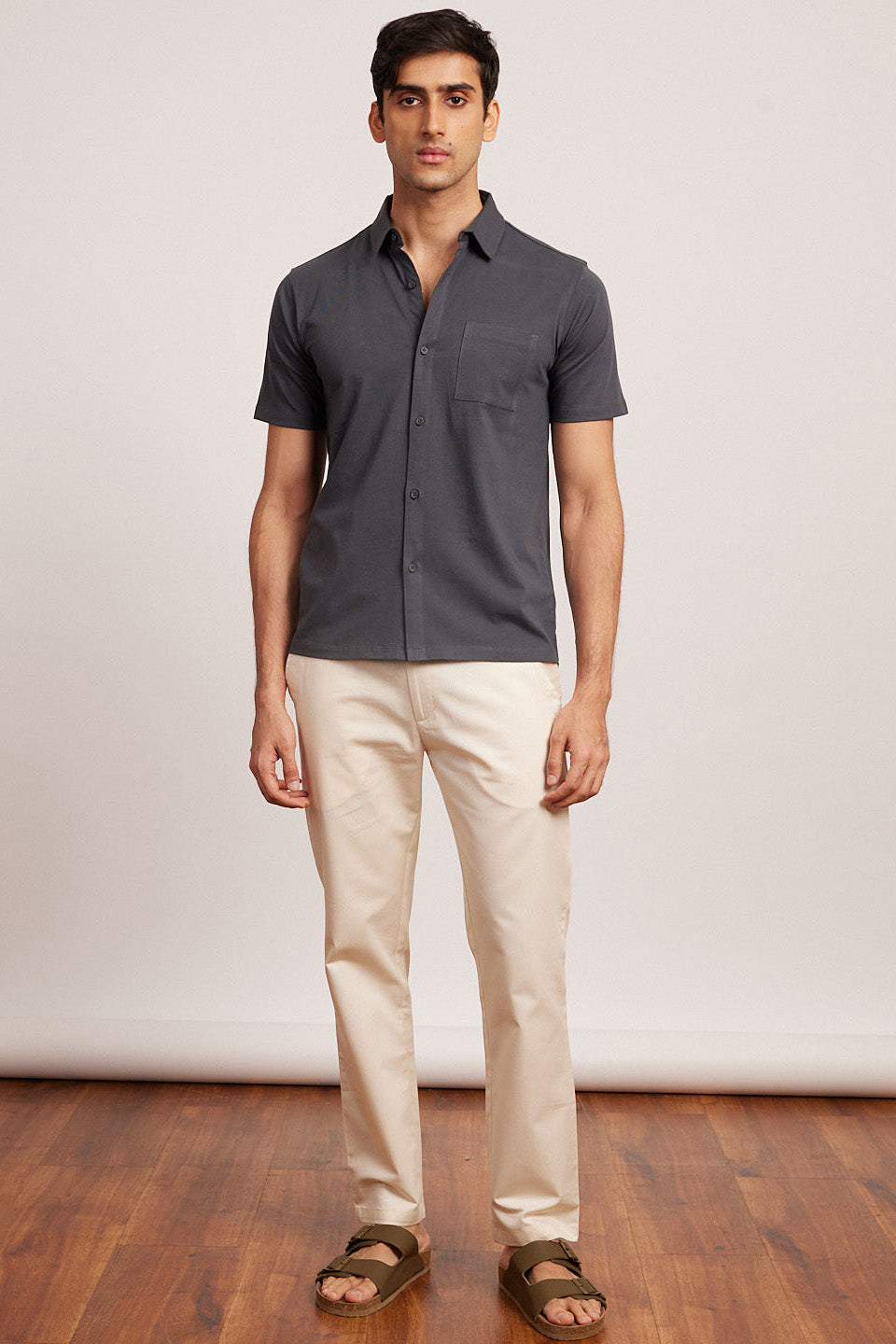 トップス MEER. OPEN COLLAR SHORT SHIRT /CHARCOAL meer. OPEN COLLAR SHORT SHIRT(CHARCOAL) トップス meer. OPEN