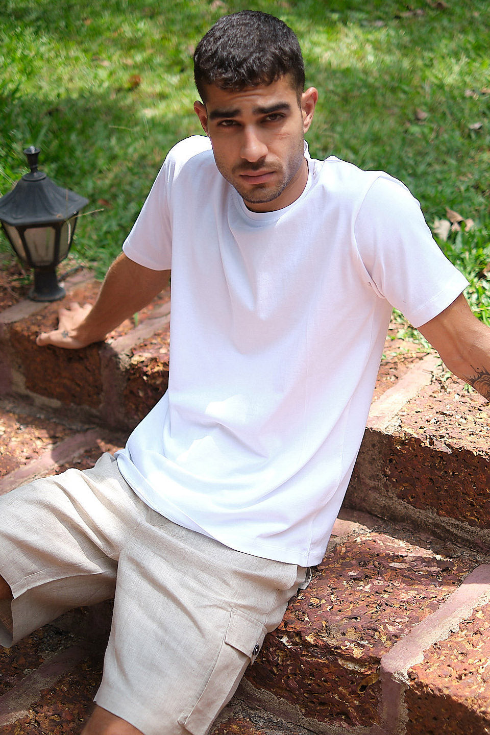 Men's T-shirt- Explore Pima Crew Tshirt Cloud White