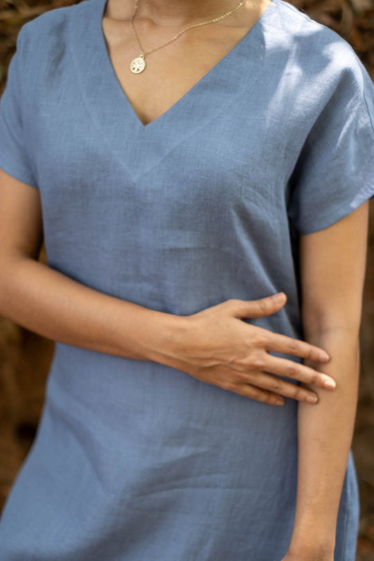 The Linen V Neck Shift Dress | Creatures of Habit