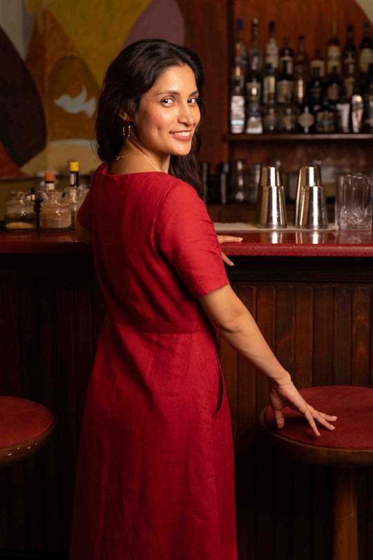 The Linen V Neck Buttondown Dress | Creatures of Habit