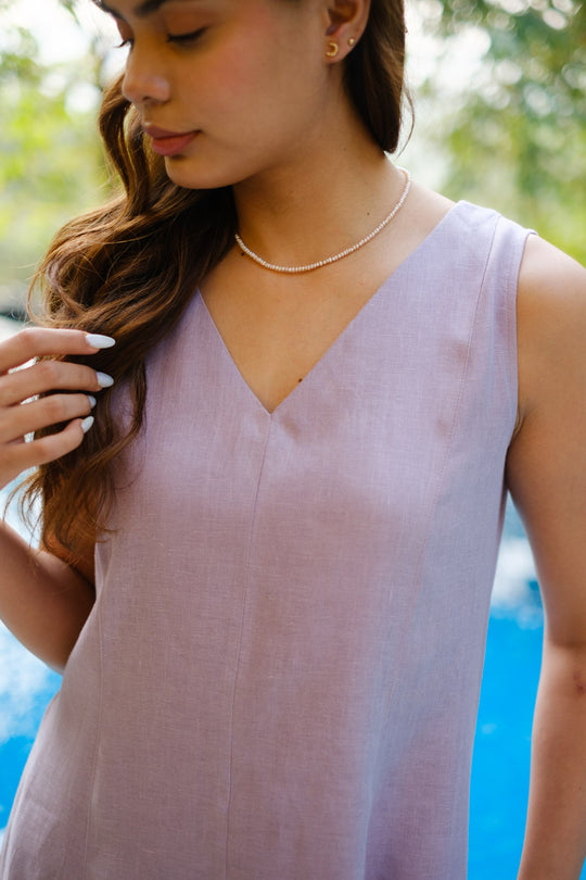 The Linen V Neck Midi Dress | Creatures of Habit