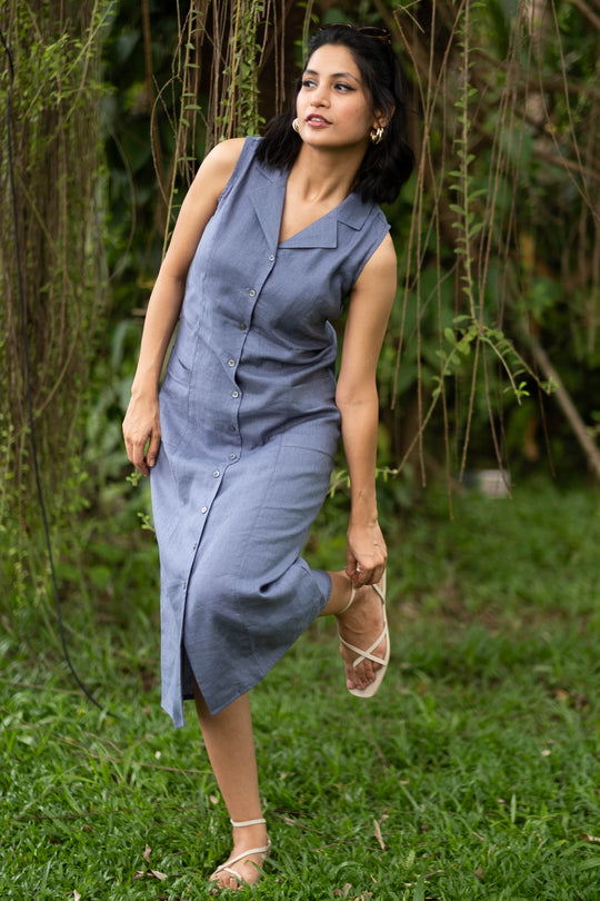 The Linen Notch Collar Dress | Creatures of Habit