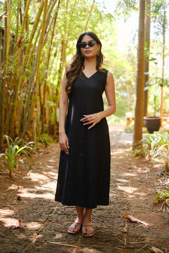 The Linen V Neck Midi Dress | Creatures of Habit