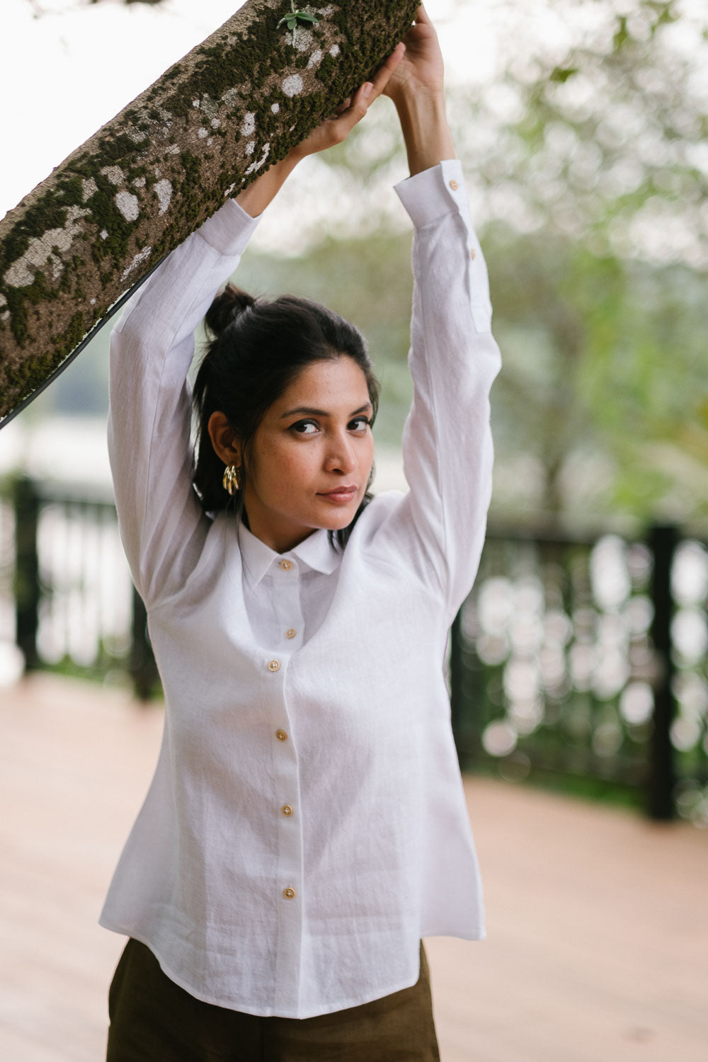 Shirt for women- The Linen Day Shirt for Women Pearl White