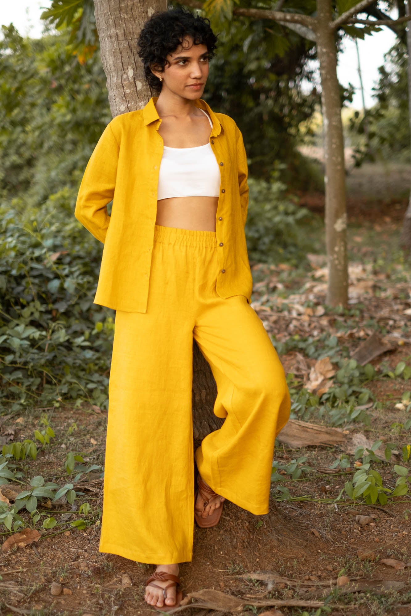 Linen Co-ord Set with Day Shirt and Oversized Pants