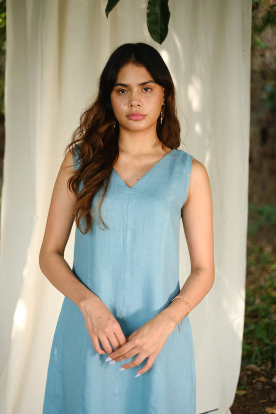 The Linen V Neck Midi Dress | Creatures of Habit