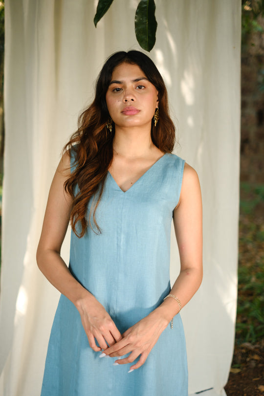 The Linen V Neck Midi Dress | Creatures of Habit