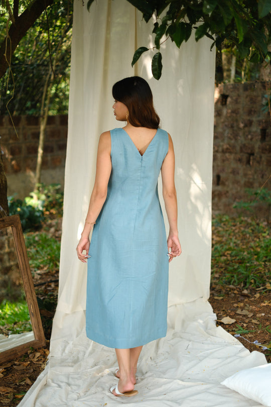 The Linen V Neck Midi Dress | Creatures of Habit