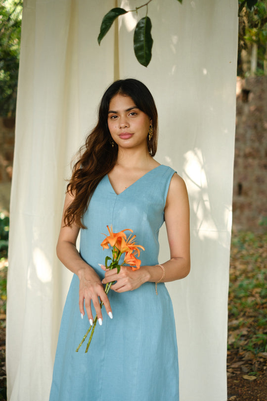 The Linen V Neck Midi Dress | Creatures of Habit