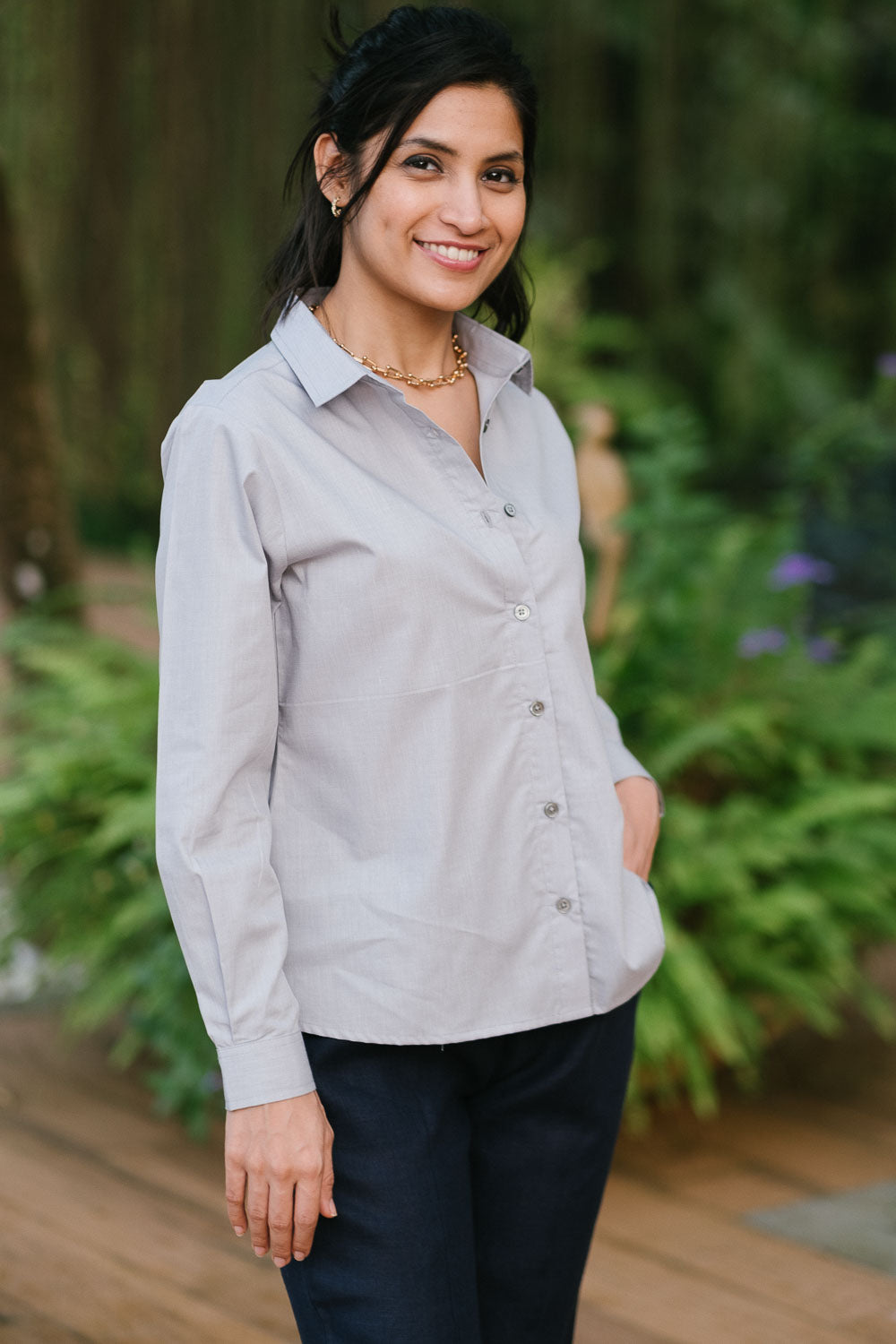 Explore The Egyptian Cotton Shirt for Women Light Grey