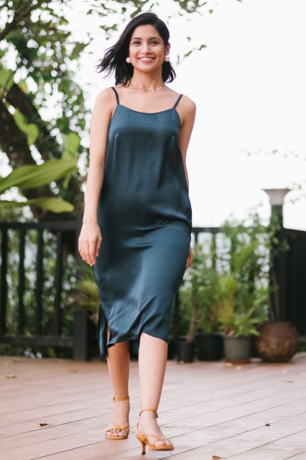 Explore Women Dress The Satin Slip Dress Deep Teal