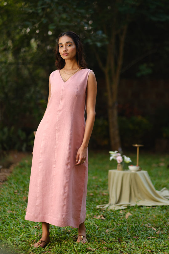 The Linen V Neck Midi Dress | Creatures of Habit
