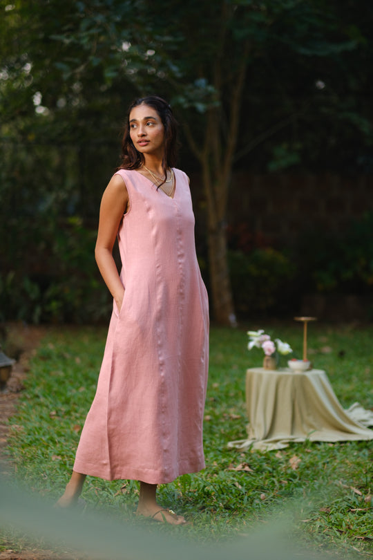 The Linen V Neck Midi Dress | Creatures of Habit
