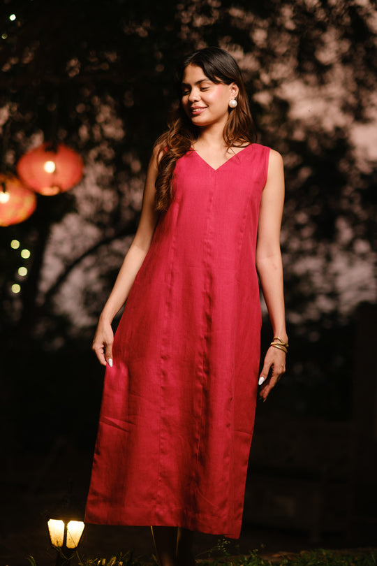 The Linen V Neck Midi Dress | Creatures of Habit