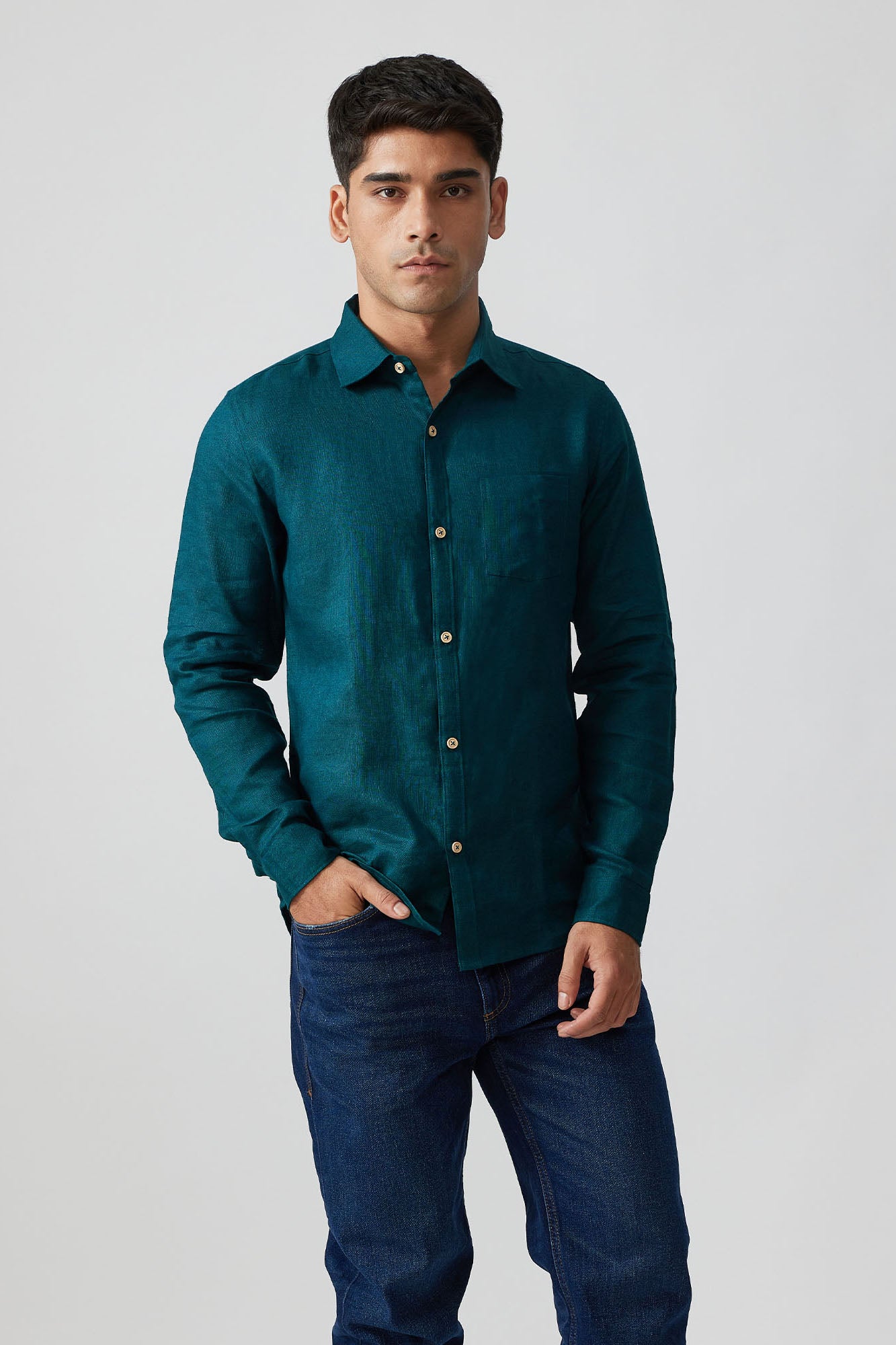 Buy Men's Linen Shirt- Explore Linen Shirt Dark Teal