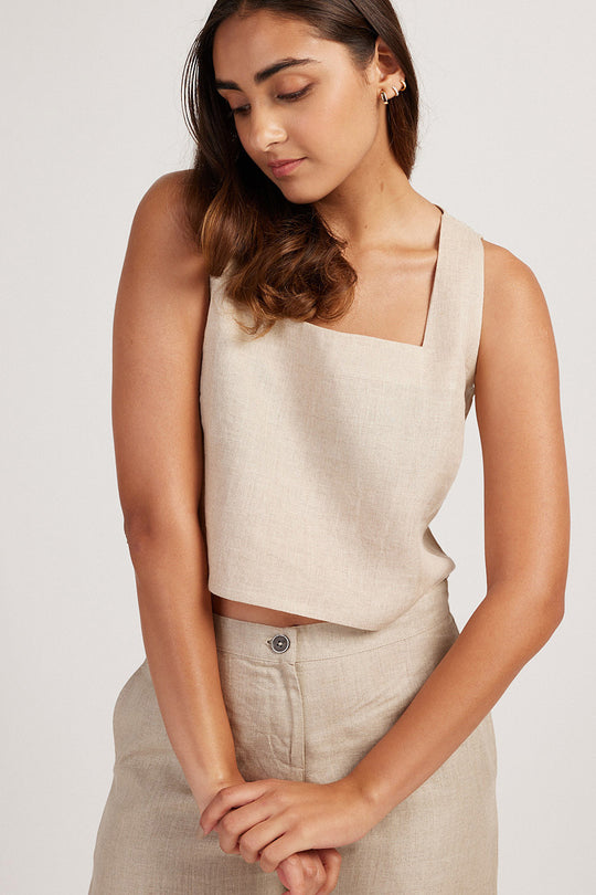 Linen Co-ord Set with Crop Tank and Wide Leg Pants | Creatures of Habit