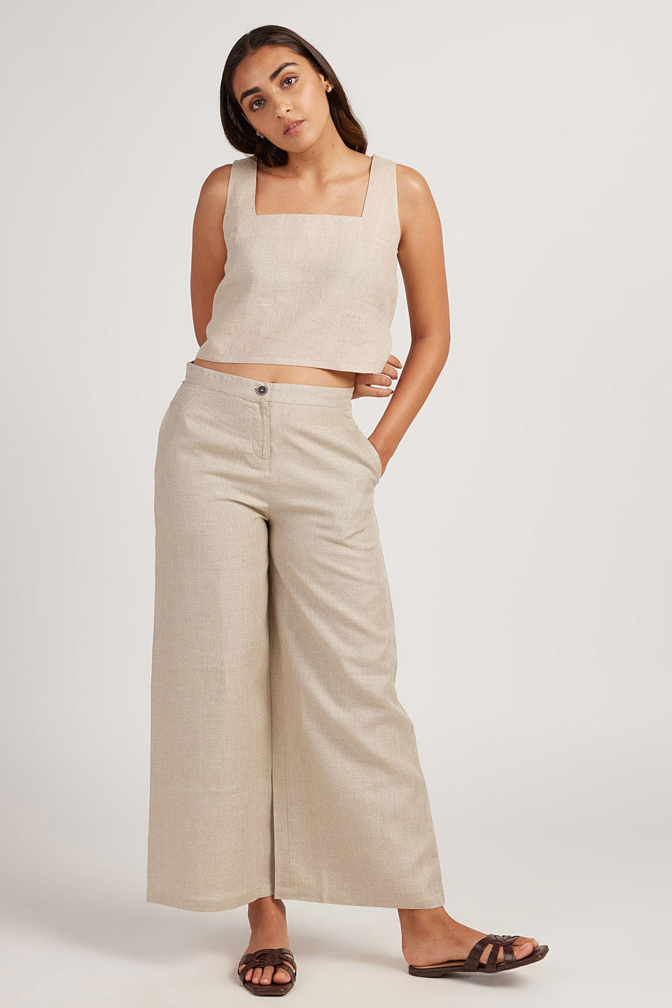 Buy Linen Wide Leg Pants for Women Ginger Online