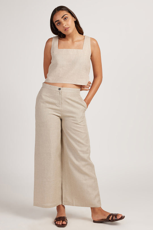 Linen Co-ord Set with Crop Tank and Wide Leg Pants | Creatures of Habit