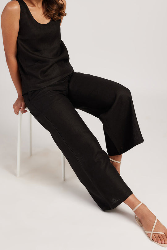 Linen Co-ord Set with Round Neck Tank and Wide Leg Pants | Creatures of Habit