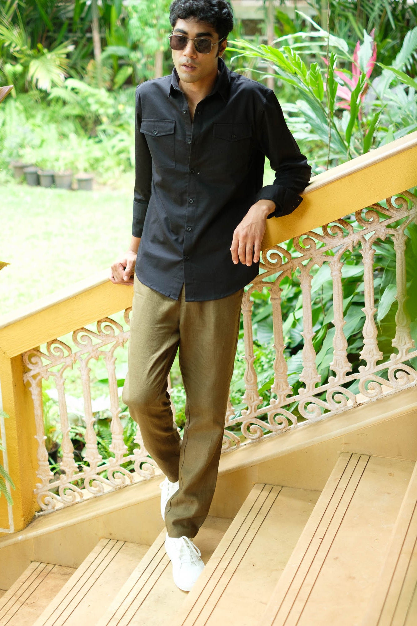 Pants for men- Buy Linen Easy Pants for Men Olive Green