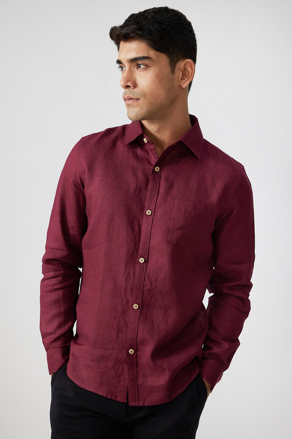 Buy Men's Linen Shirt- Explore Linen Shirt Port Red