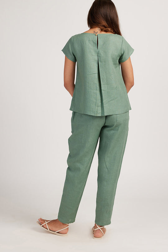 Linen Co-ord Set with Boat Neck Top and Easy Pants | Creatures of Habit