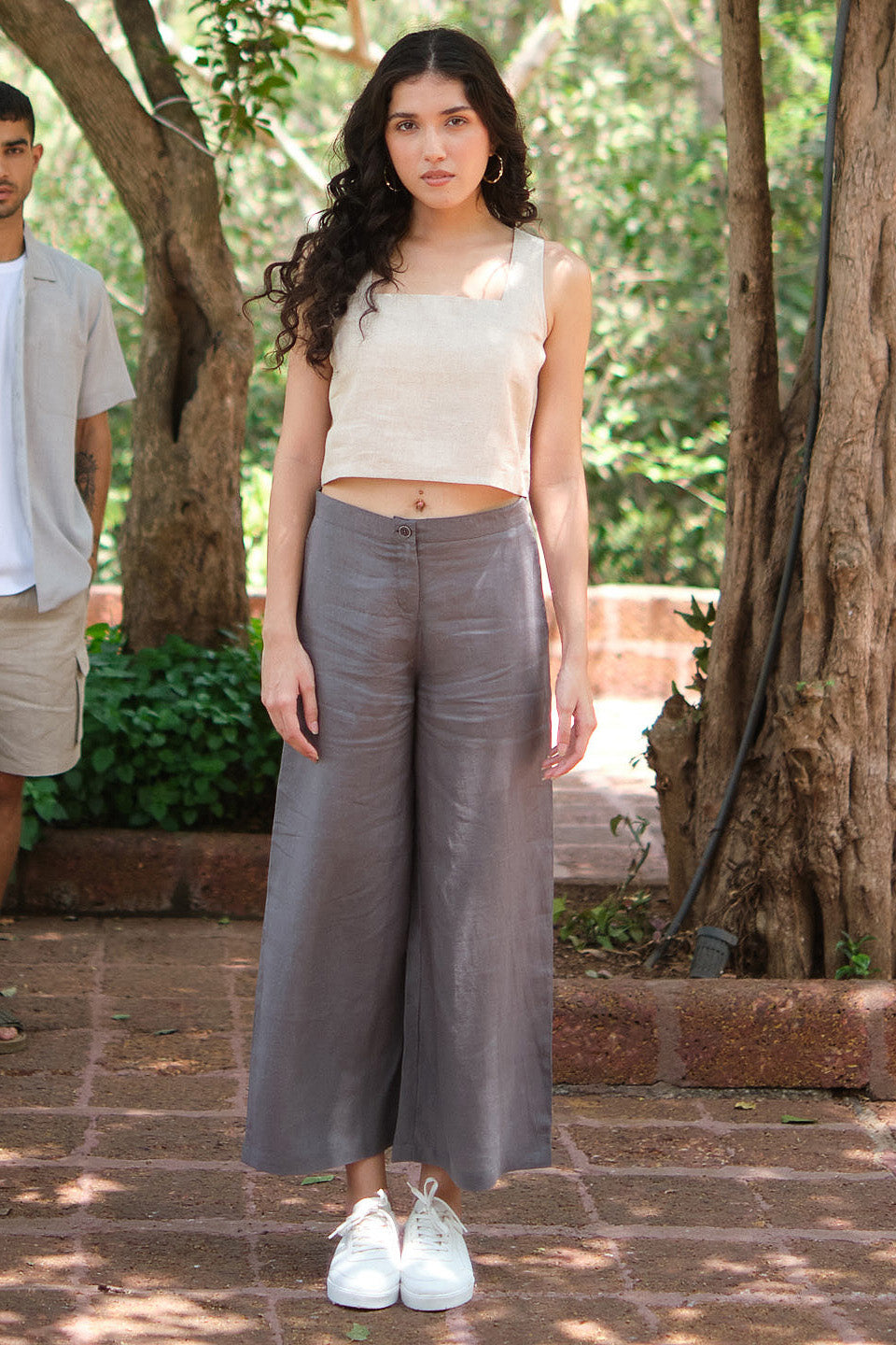 Buy Linen Wide Leg Pants for Women Slate Grey Online