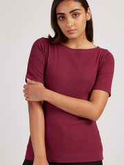Rib Boat Neck | Short Sleeve