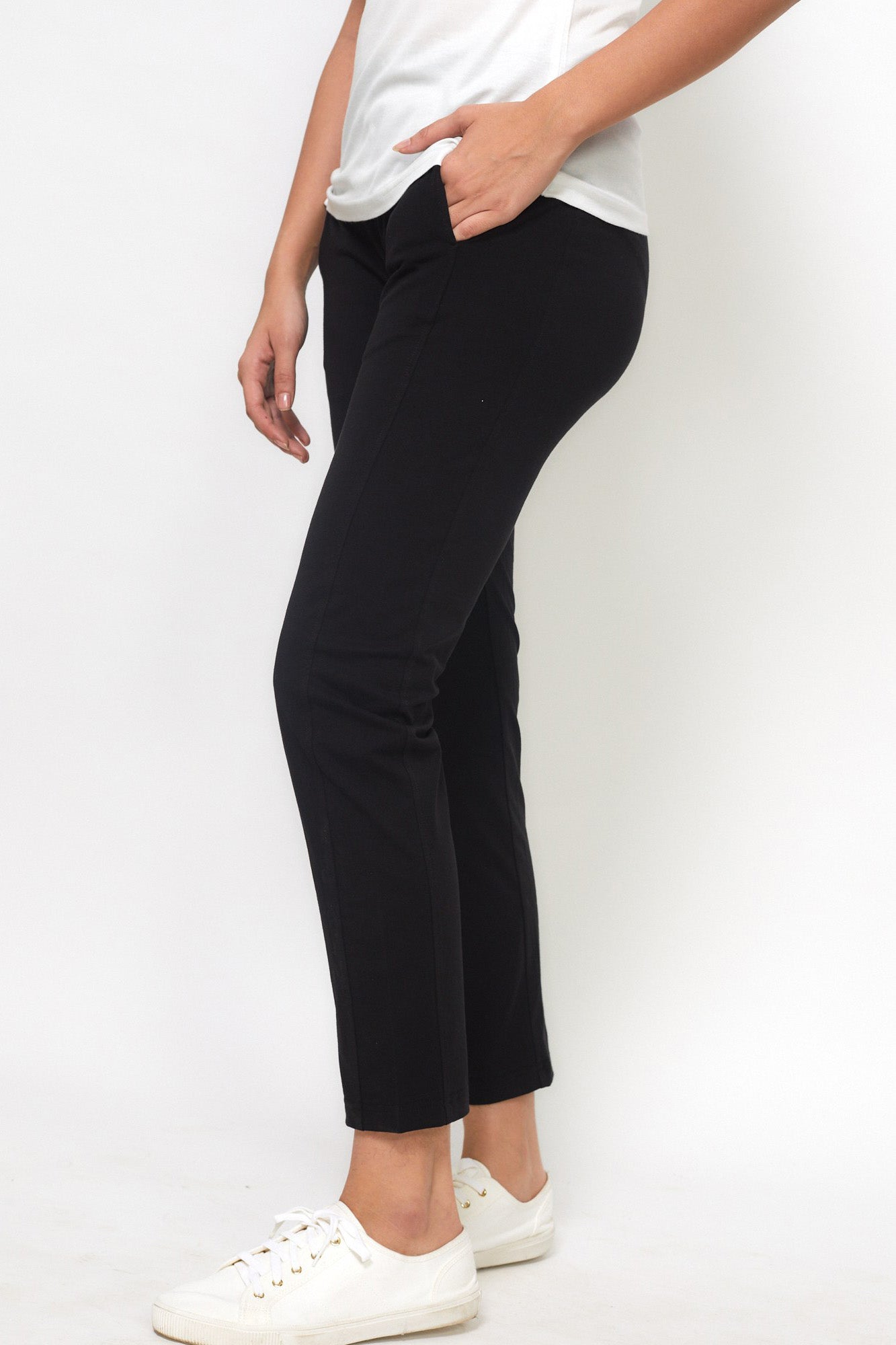 Buy Elleven Women Melange Jersey Pants, Grey, L at Amazon.in