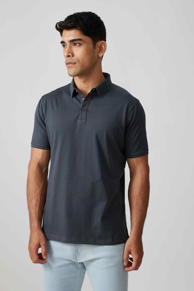 The Pima Jersey Polo Charcoal | Mens Polos | Creatures of Habit