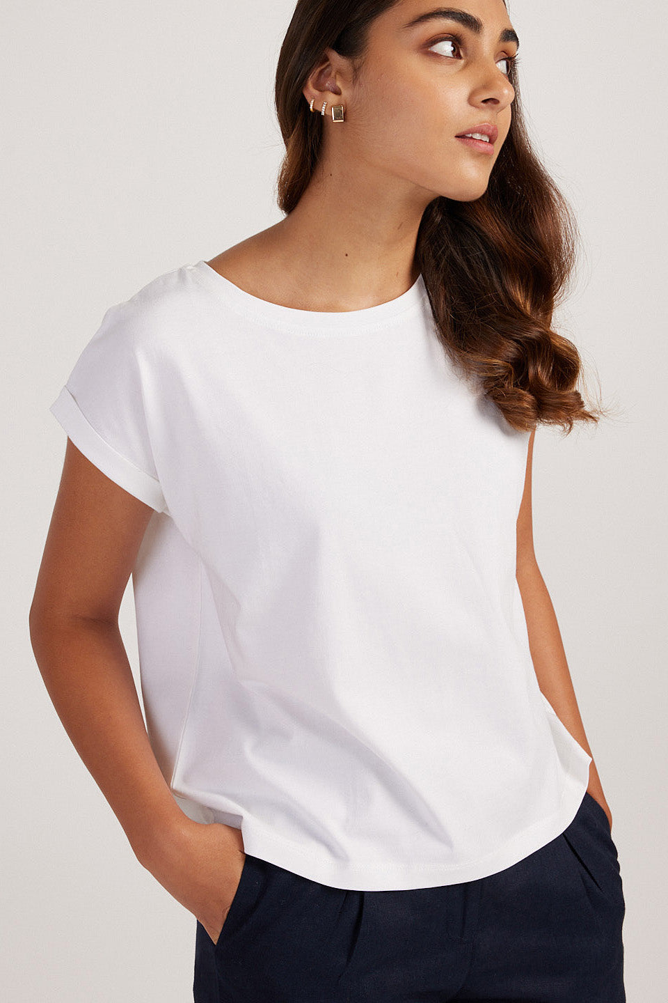 Women T shirt - Pima Boxy Cloud White T shirts for Women | Creatures of Habit