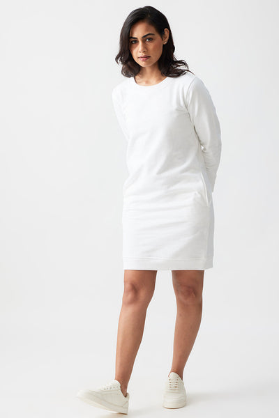 Womens Dresses - Dresses for Women | The Brushed Terry Sweatshirt Dress Cloud White