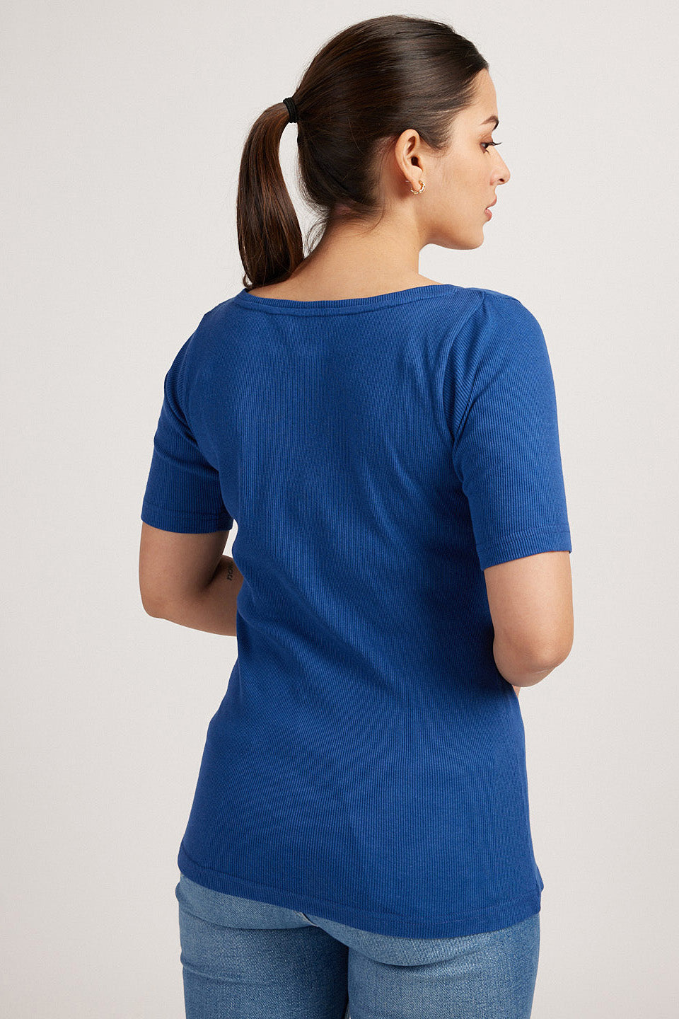 Explore Womens T-Shirt | The Rib Boat Neck Tee Cobalt Blue 