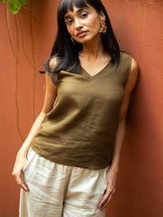 Linen V Neck Tank