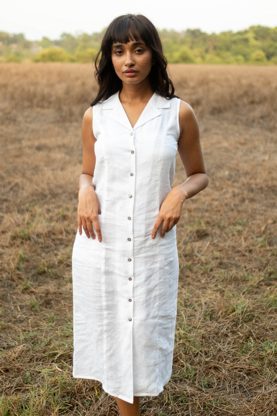 The Linen Notch Collar Dress | Creatures of Habit