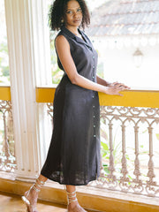 Linen Notch Collar Dress