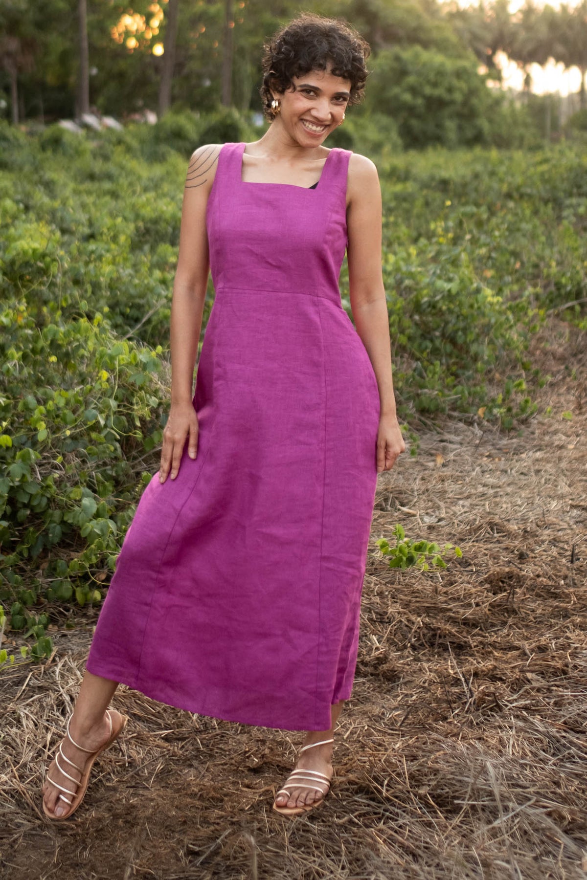 Buy Linen Midi Dress for Women Royal Purple Online — free download