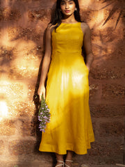 Linen Cutaway Maxi Dress