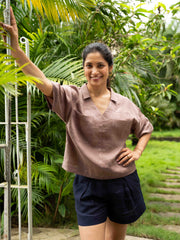 Linen Flared Shorts
