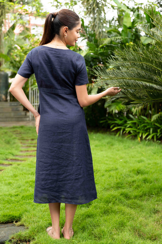 The Linen V Neck Buttondown Dress | Creatures of Habit