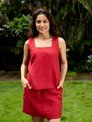 Linen Square Neck Top