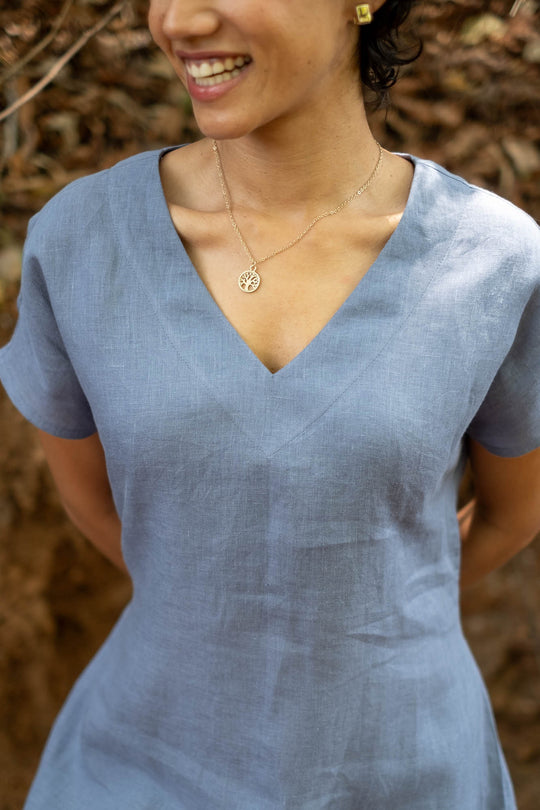 The Linen V Neck Shift Dress | Creatures of Habit