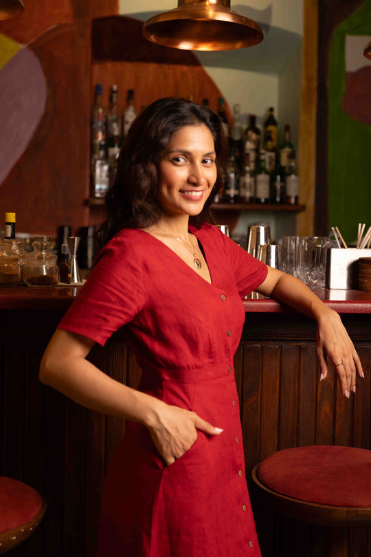 The Linen V Neck Buttondown Dress | Creatures of Habit