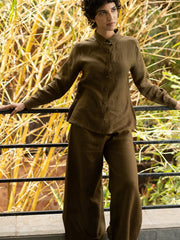 Linen Co-ord Set with Day Shirt and Oversized Pants