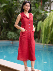 Linen Notch Collar Dress