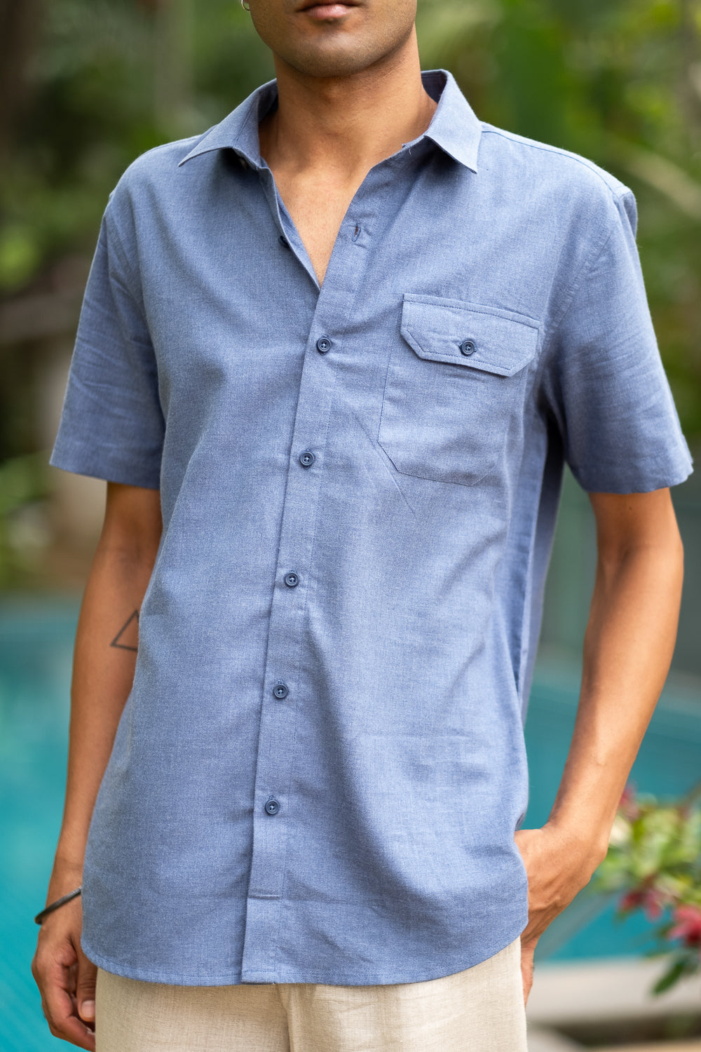 Rifle Blue Cotton Men's Shirt main image 1