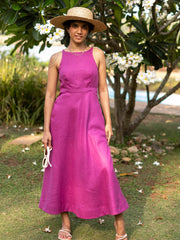 Linen Cutaway Maxi Dress
