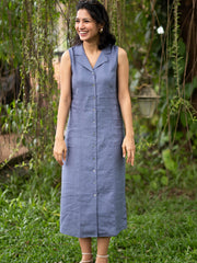 Linen Notch Collar Dress