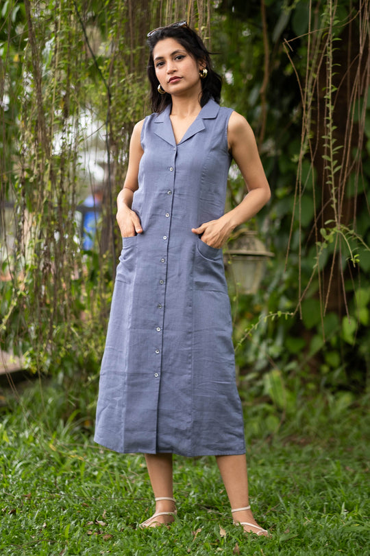The Linen Notch Collar Dress | Creatures of Habit